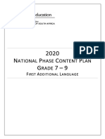 2020 - National Phase Content Plan Grade 7 9 First Additional Languages