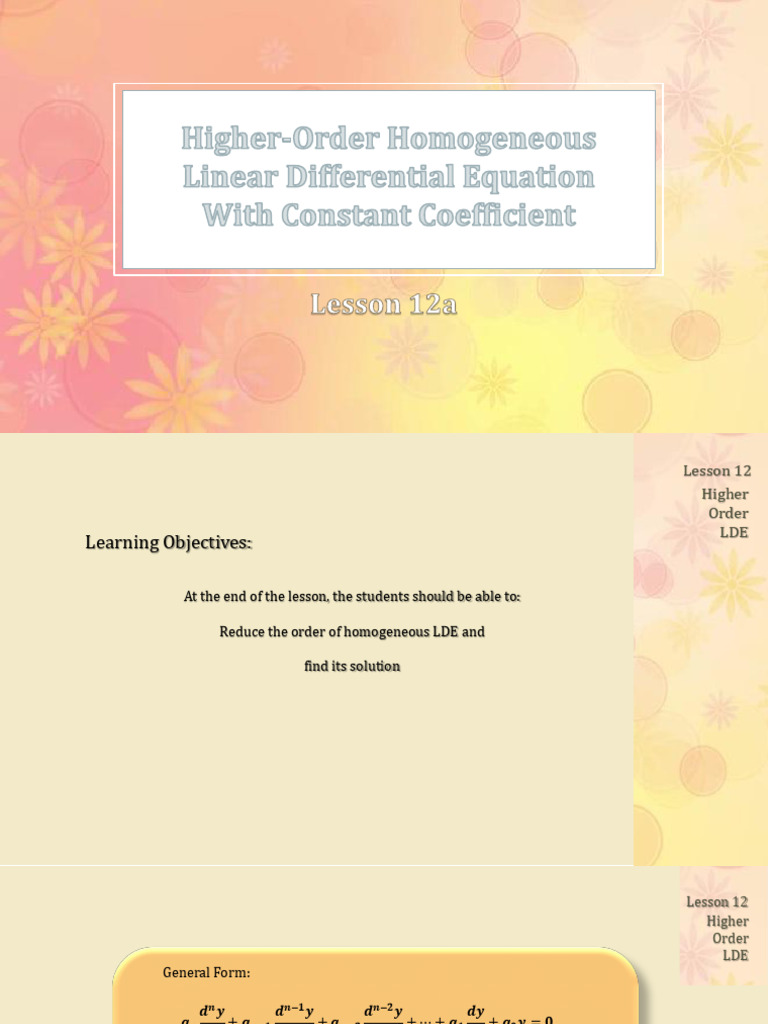 Solving Higher-Order LDEs | PDF | Applied Mathematics | Equations
