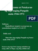 AP6 Q3 WK 6 Mga Programa at Patakaran NG Mga Naging Pangulo Mula 1946 1972