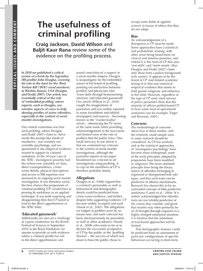 Profiling Article | PDF | Offender Profiling | Criminology