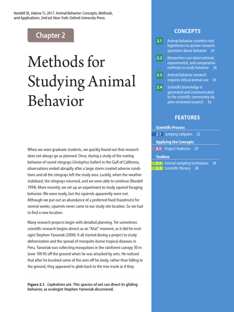 Methods for Studying Animal Behavior | PDF | Hypothesis | Experiment