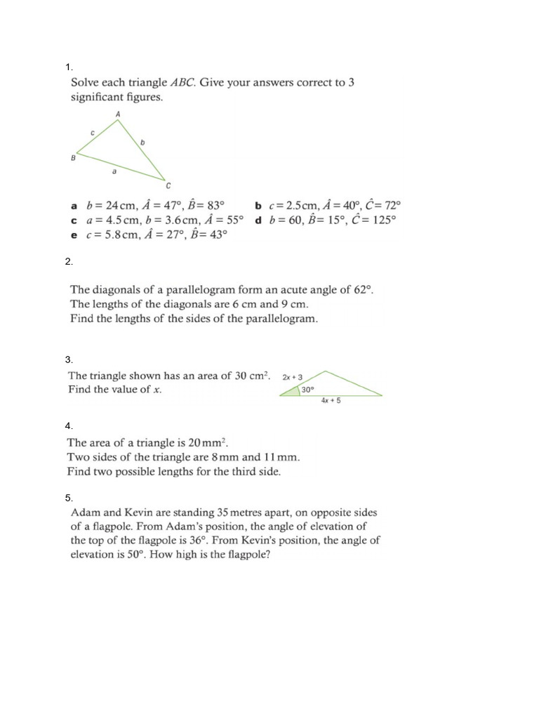 Sine Cosine Area - Rules | PDF