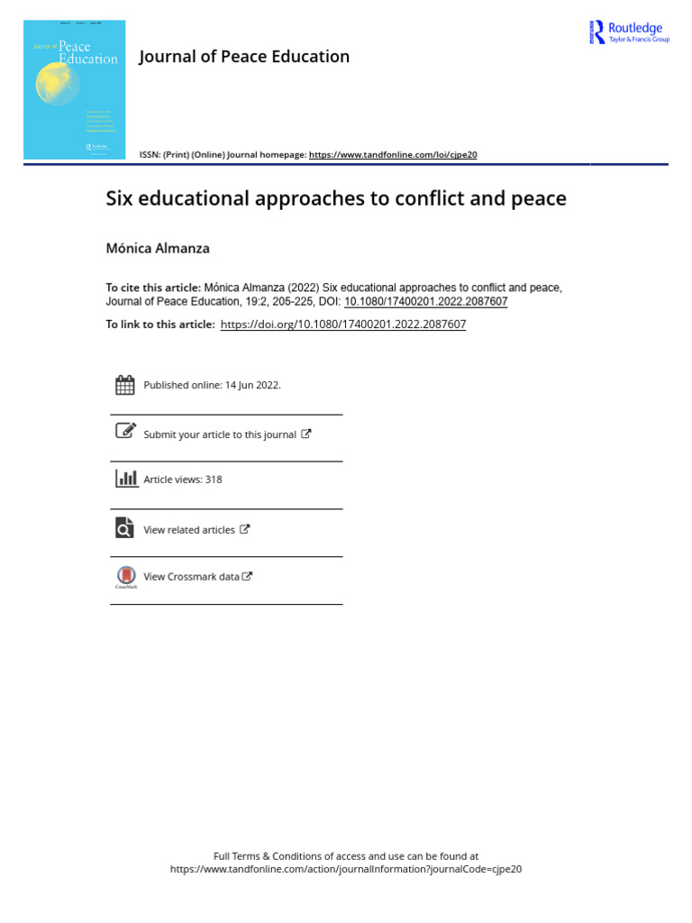 Six Educational Approaches to Peace | PDF | Violence | Humanitarian Aid