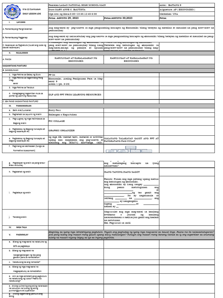 Ap DLL Week 1 Q1 | PDF