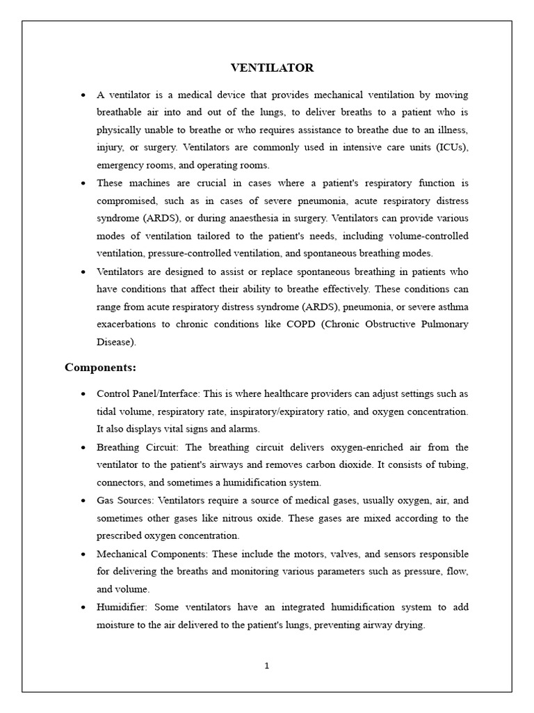 Ventilator 1 New Pdf Breathing Respiratory System