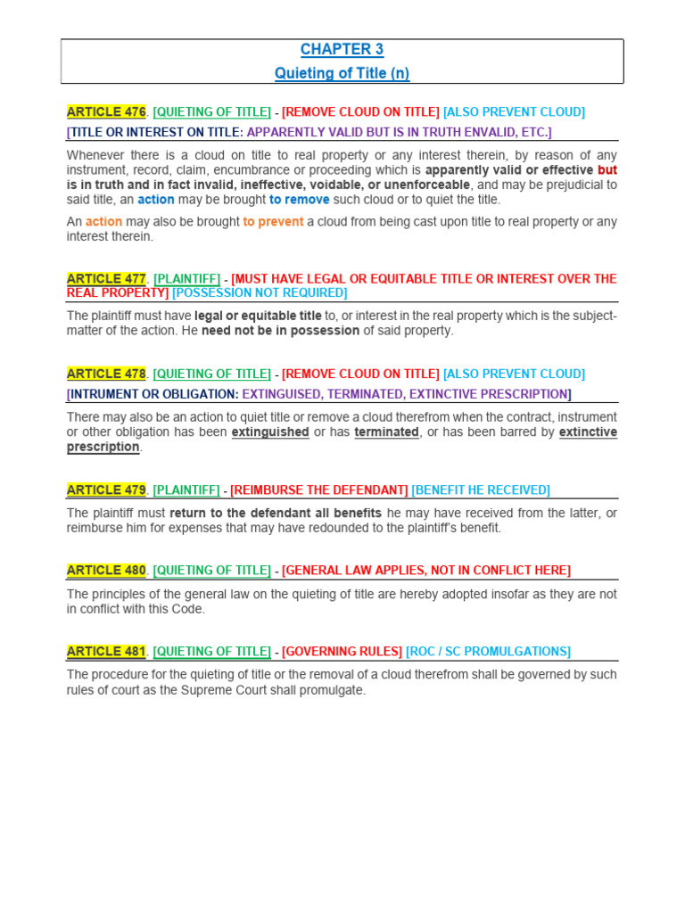 Quieting of Title Co Ownership | PDF | Concurrent Estate | Title (Property)