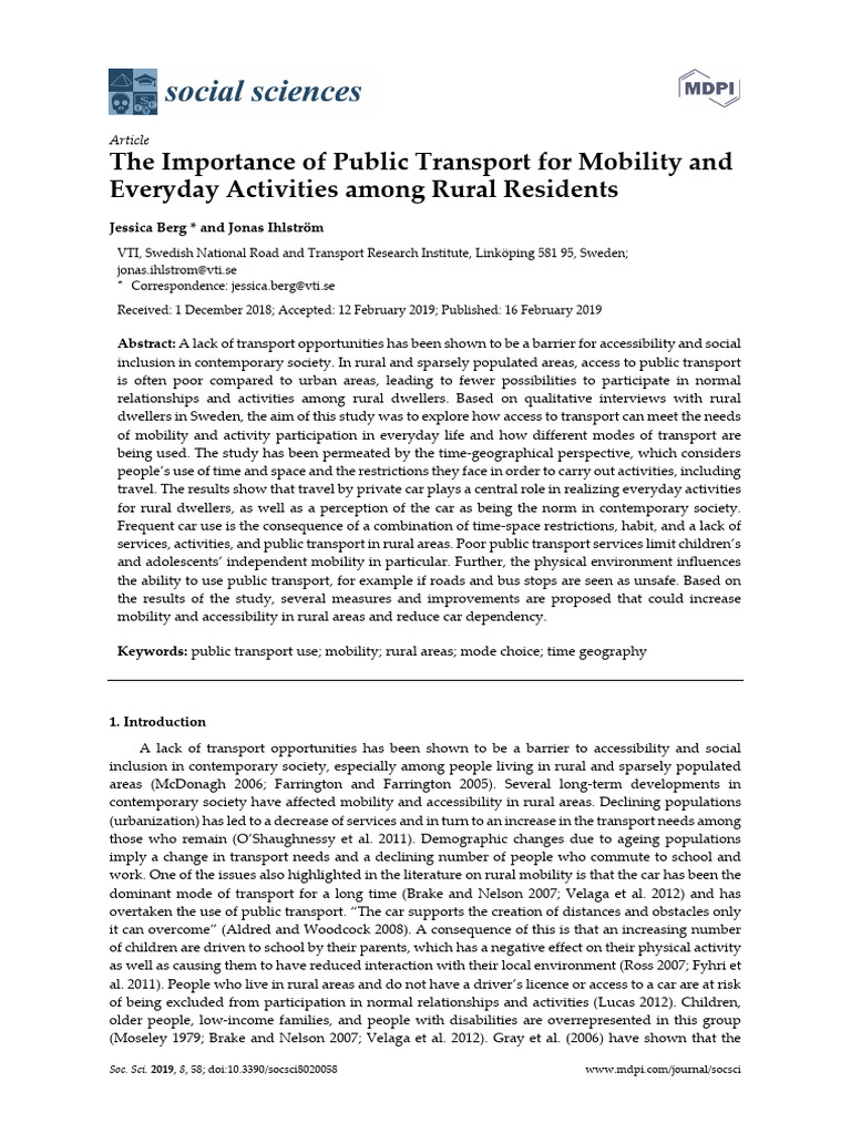 Rural Public Transport and Mobility Needs | PDF | Public Transport | Bus