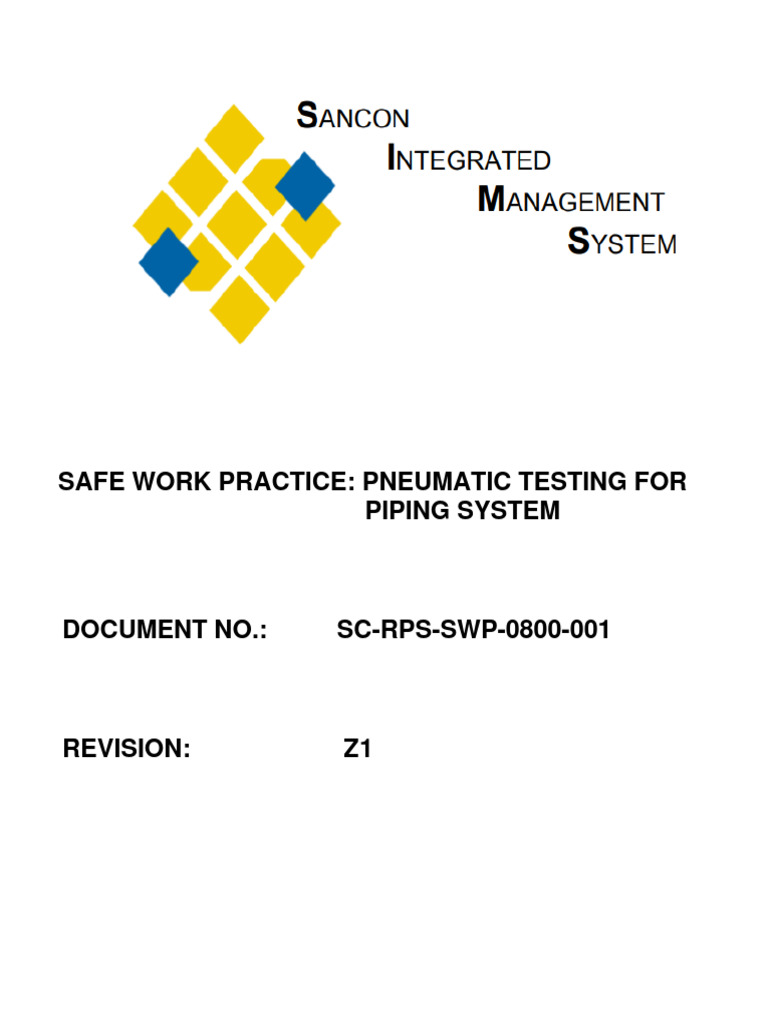 SC-RPS-SWP-0800-001 Z1 Pneumatic Testing For Piping Systems | PDF ...