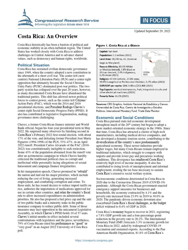 Costa Rica Political and Economic Overview | PDF | Cost Of Living ...