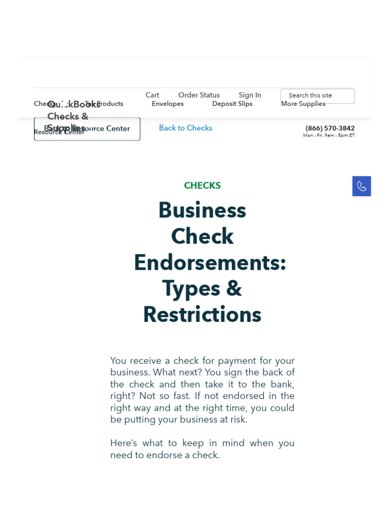 Business Check Endorsement Guide | PDF | Banks | Negotiable Instrument