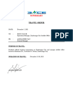 Travel Order Dec 13-20 Zamboanga