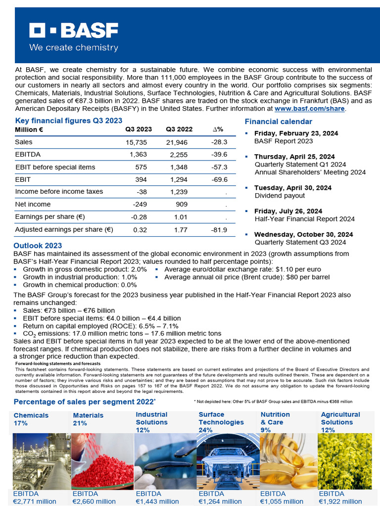 BASF Financial Outlook 2024 | PDF | Dividend | Financial Economics