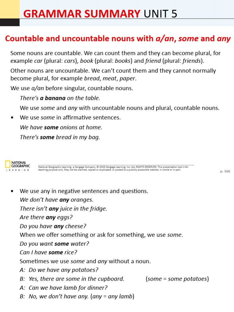 Life 2e BrE ELEM SB U05 Grammar Summary | PDF | Noun | Quantity