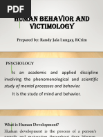 Human Behavior and Victimology: Prepared By: Randy Jala Lungay, Rcrim