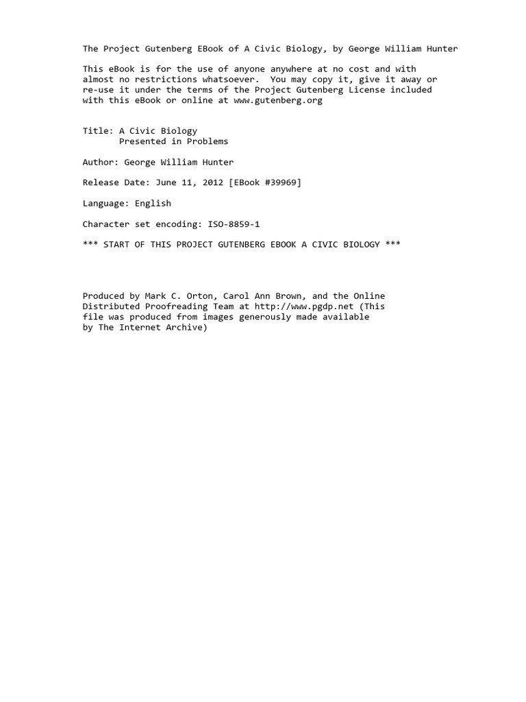 A Civic Biology William Hunter_Project Gutenberg PDF