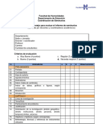 Lista de Cotejo para Informes Estructurados en Capítulos - Todas Las Carreras