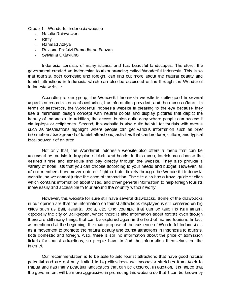 Dlc group 4 wonderful indonesia website pdf tourism service