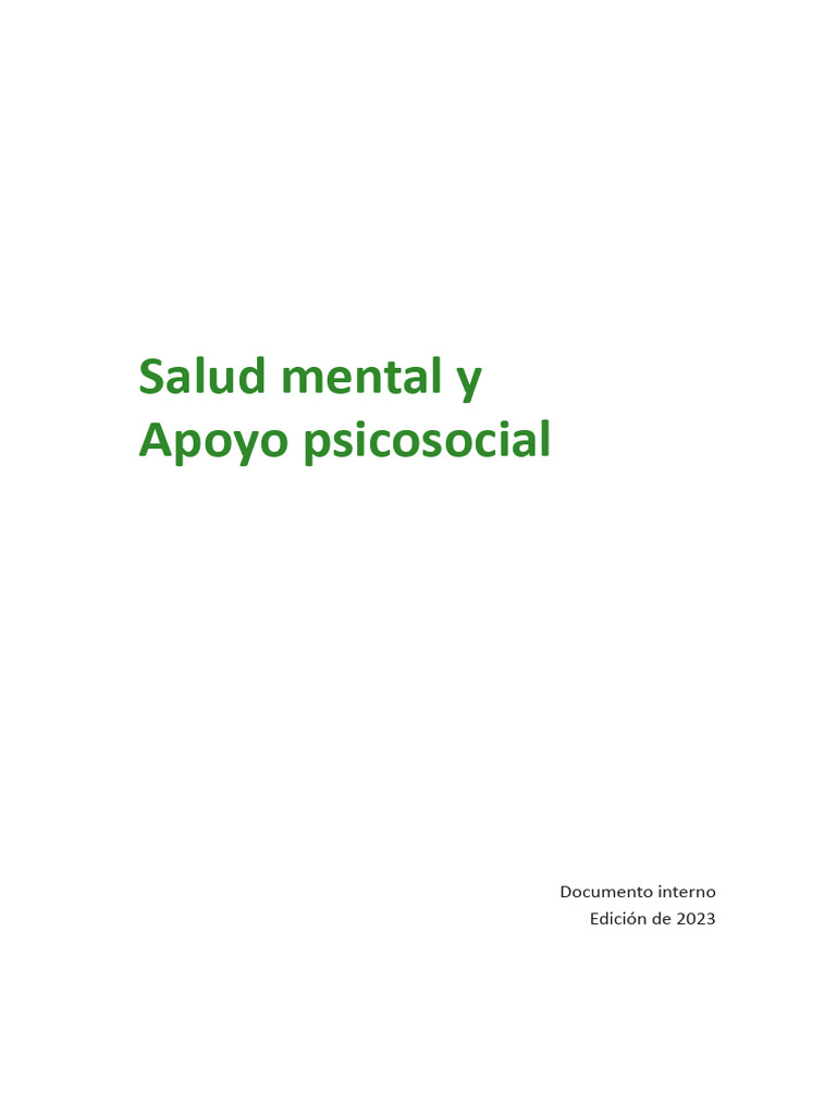 Guía de Salud Mental y Apoyo Psicosocial | PDF | Trastorno mental ...