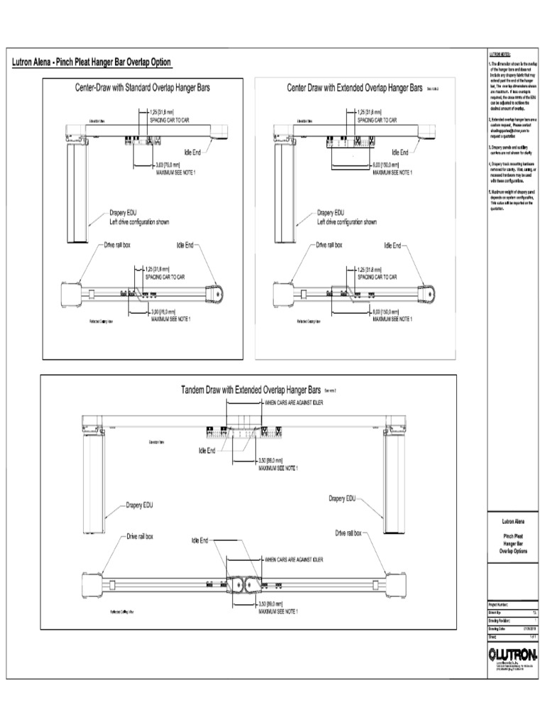 Lutron ALENA Pinch Pleat Hanger Bar Overlap Options Rev.1 PDF