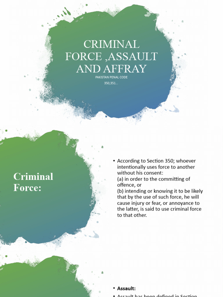 Criminal Force, Assault, and Affray in PPC | PDF | Social Science | Law