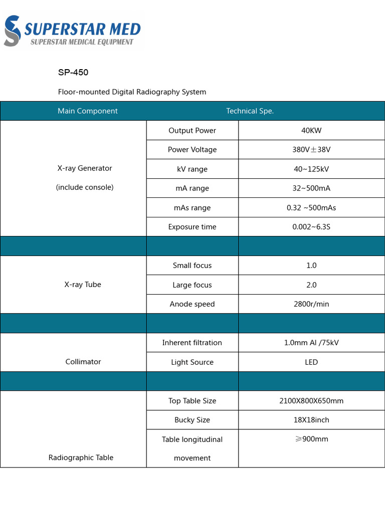 SP-450 Floor-Mounted Digital Radiography System | PDF | Radiography | X Ray