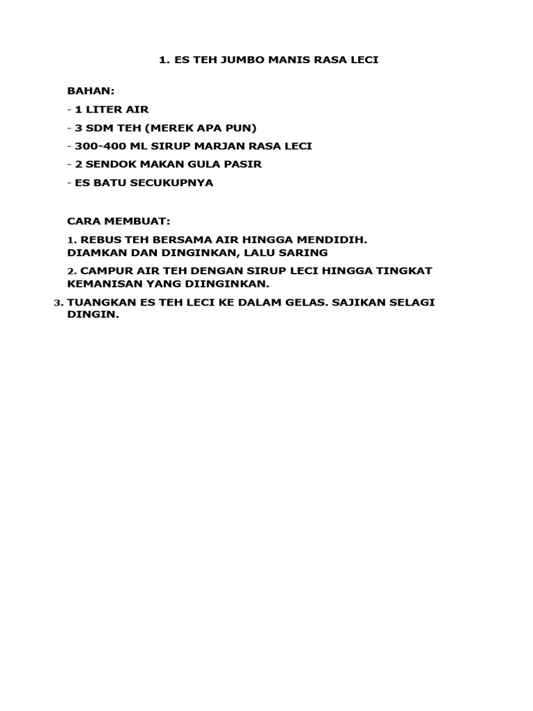 ES TEH JUMBO MANIS RASA RASA @Rp.3.000 | PDF