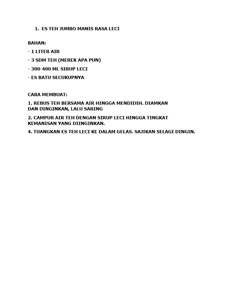 Resep Es Teh Jumbo Beragam Rasa | PDF | Kesehatan Holistik