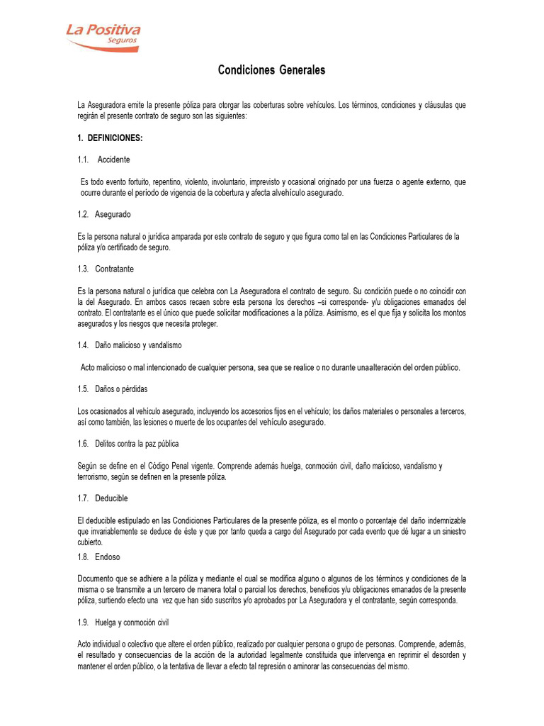 CONDICIONES GENERALES (Febrero 2023) PDF | PDF | Póliza de seguros | Seguro