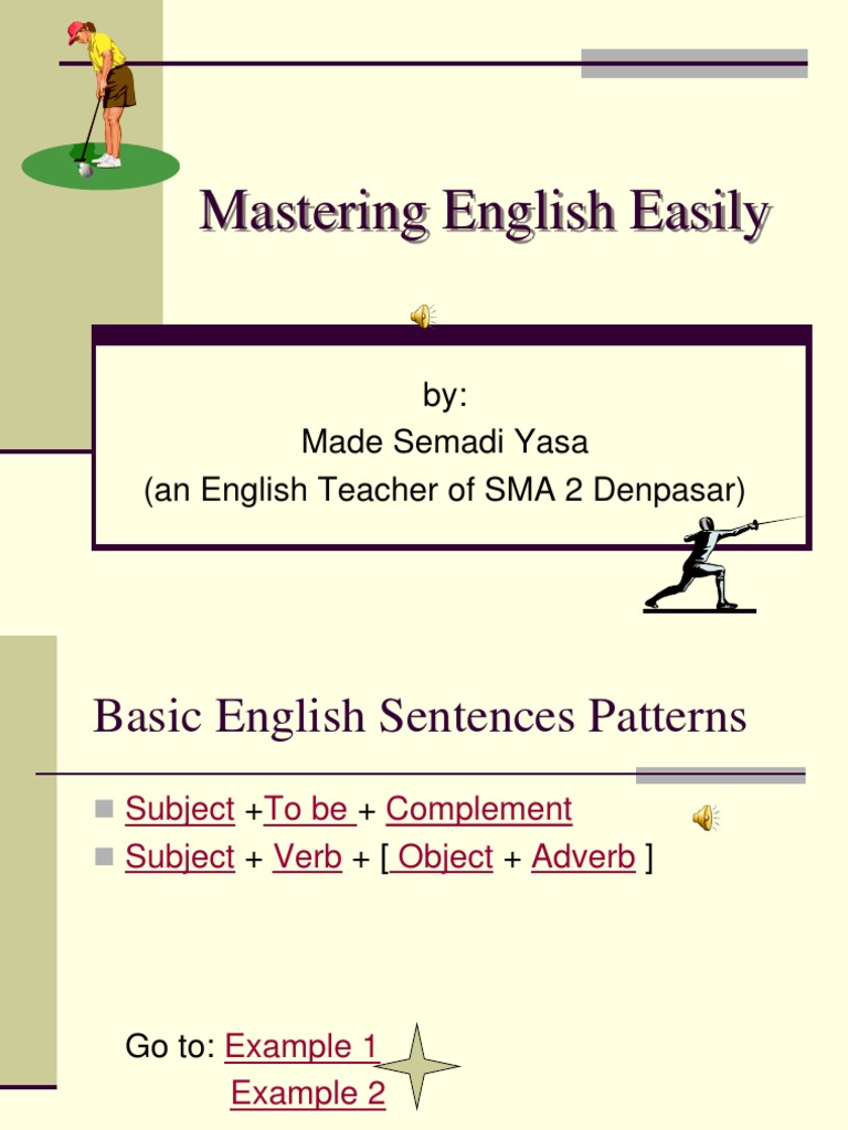 Basic English Sentence Patterns Guide | PDF
