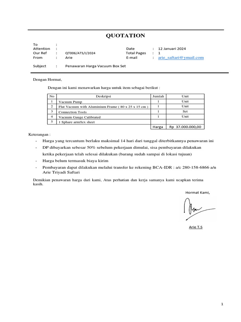 Penawaran harga vacuum box tools pdf