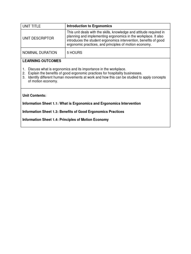 Topic 1 Introduction To Ergonomics Pdf Human Factors And