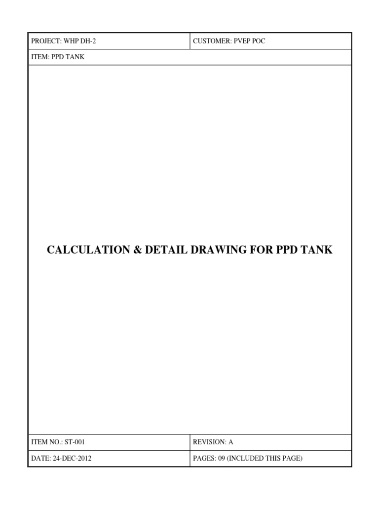 PPD Tank Calculation and Detail Drawing | PDF | Young's Modulus | Pressure