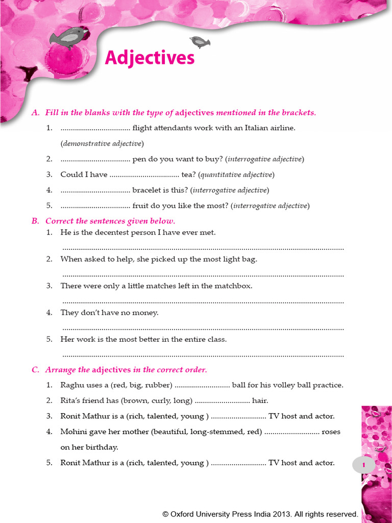 Adjectives I Pdf Games Activities Language Arts Discipline