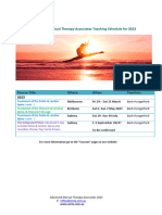 Advanced Manual Therapy Associates Teaching Schedule Summary