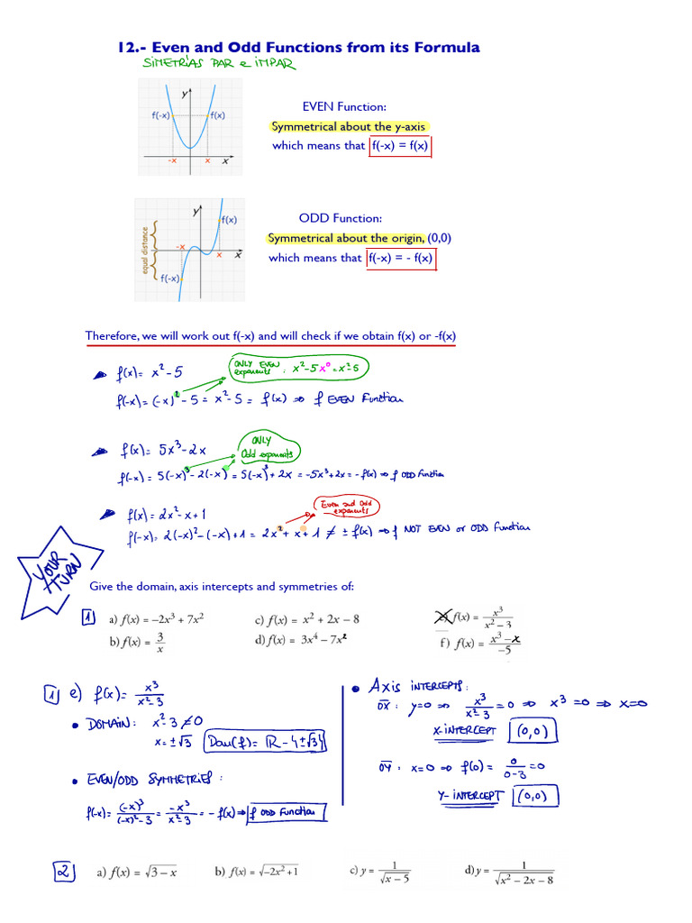 Even and Odd Functions From The Formula | PDF