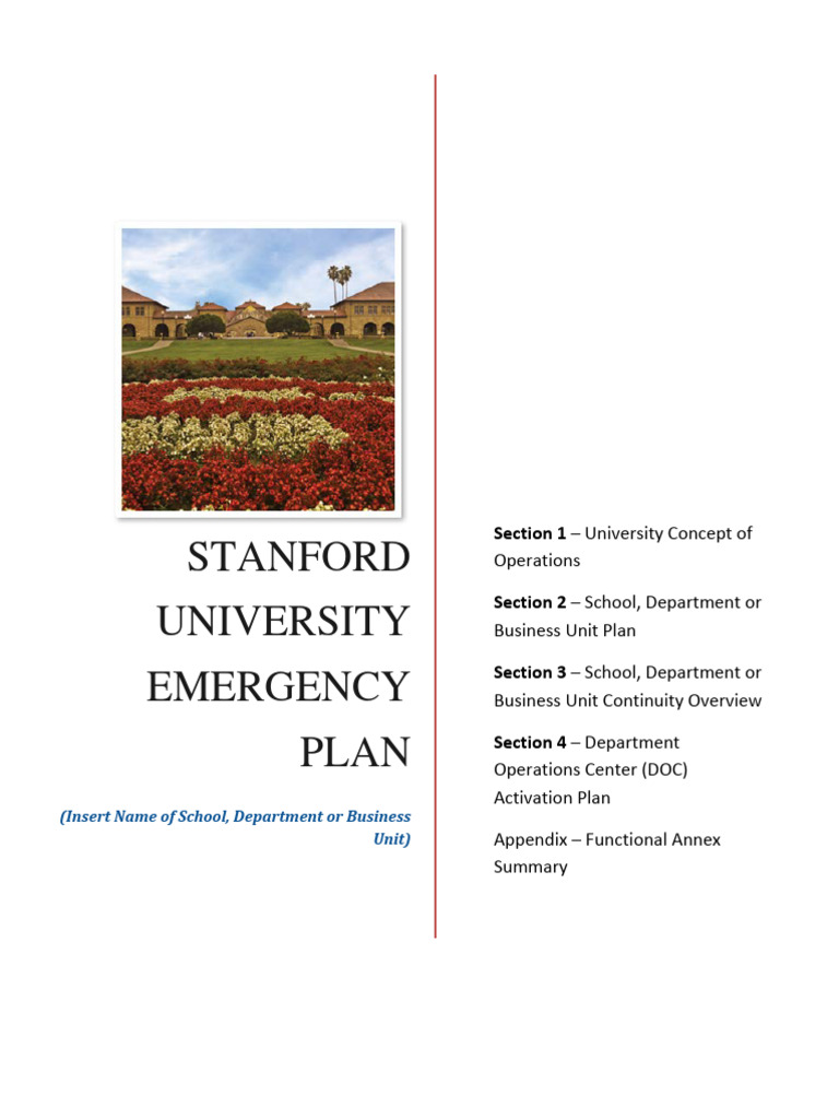 Stanford University Emergency Plan | PDF | Emergency | Emergency Management