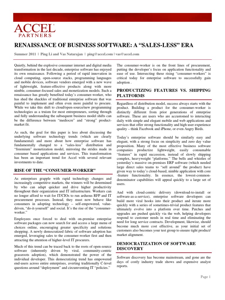 Accel Renaissance of Business Software | PDF | Sales | Cloud Computing