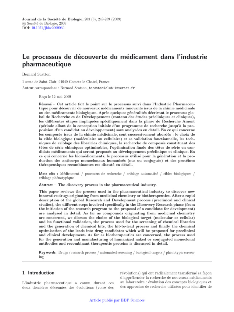 Jbio 2009030 | PDF | Pharmacologie | Essai clinique