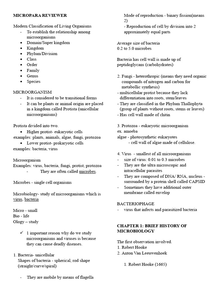 Micropara Reviewer | PDF | Microorganism | Microbiology