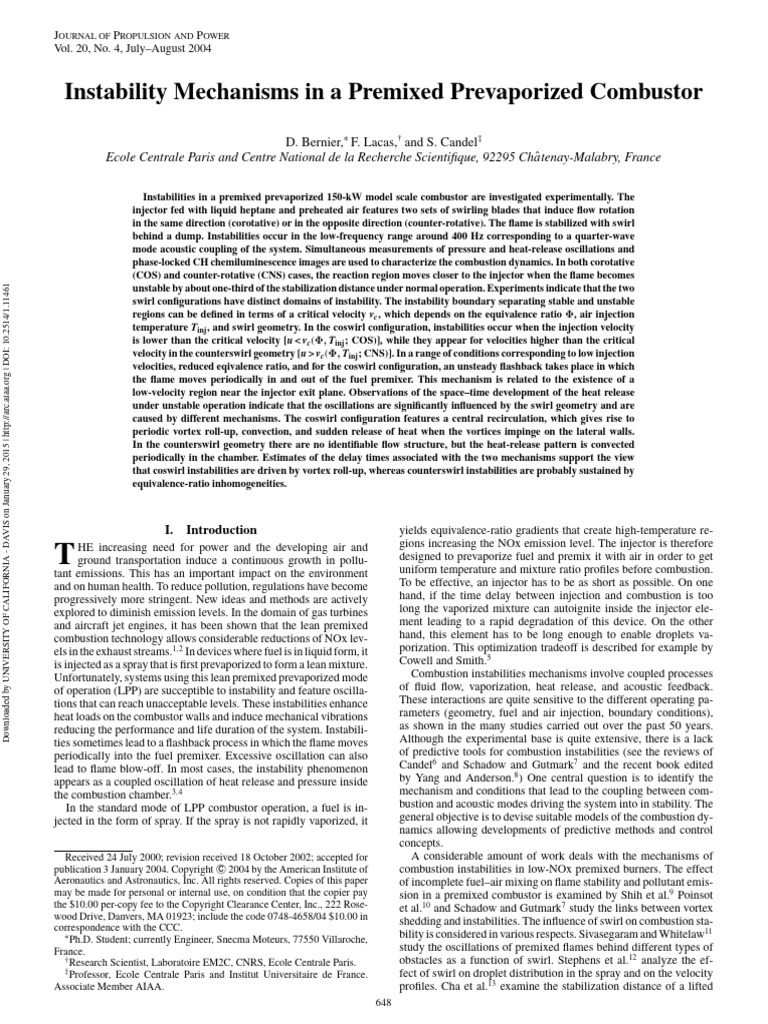 Combustor Instability Mechanisms Analysis | PDF | Combustion | Microphone
