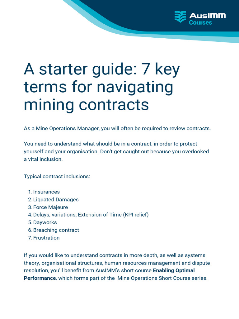 Key Terms for Mining Contracts Guide | PDF