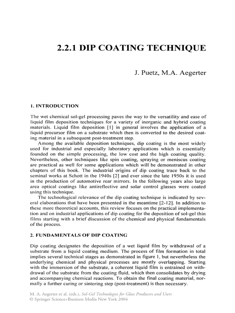 Dip Coating Technique Overview | PDF | Thin Film | Liquids