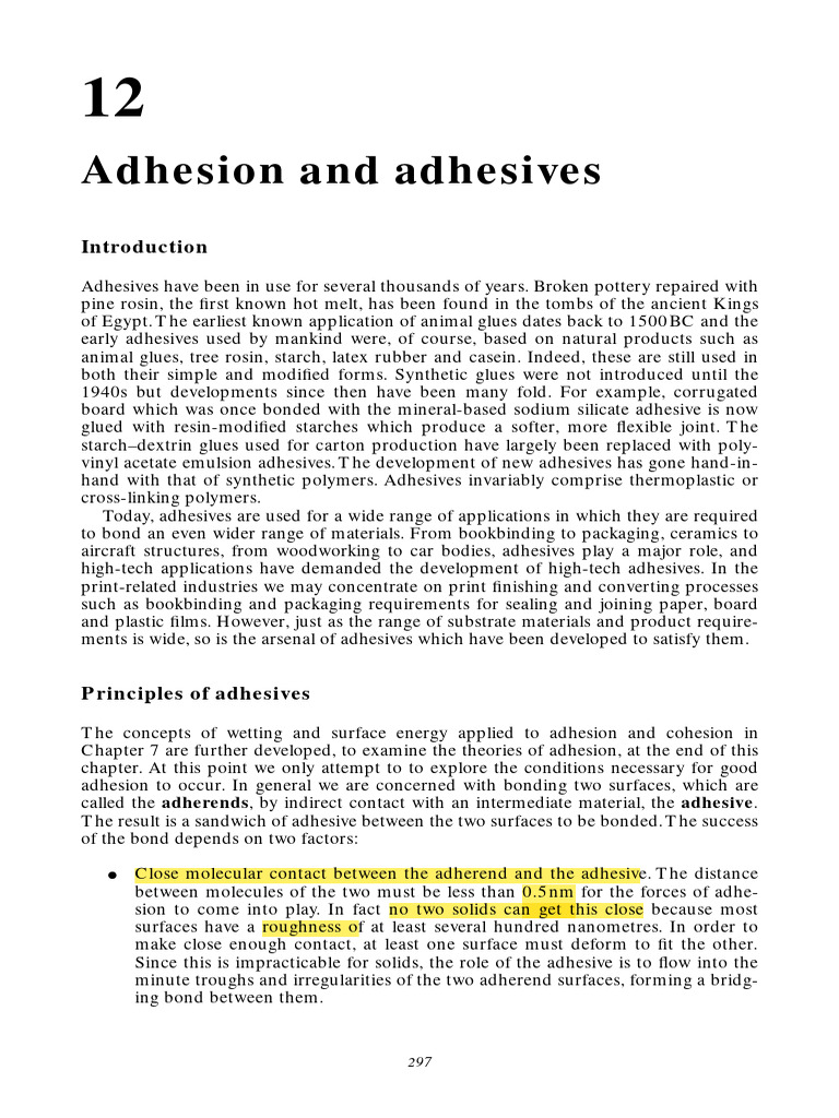 Adhesion and Adhesives (Read) | PDF | Adhesive | Starch