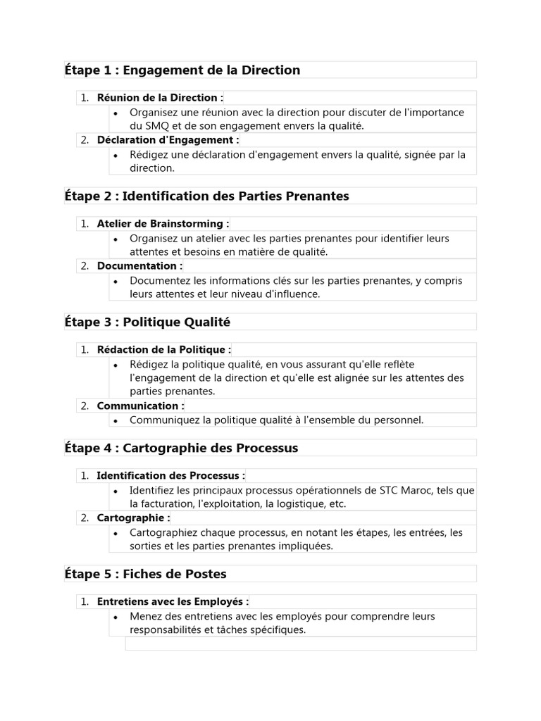 Mise en place d'un SMQ efficace | PDF | Audit | Partie prenante