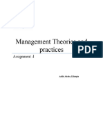 Management Theories and Practices: Assignment - I