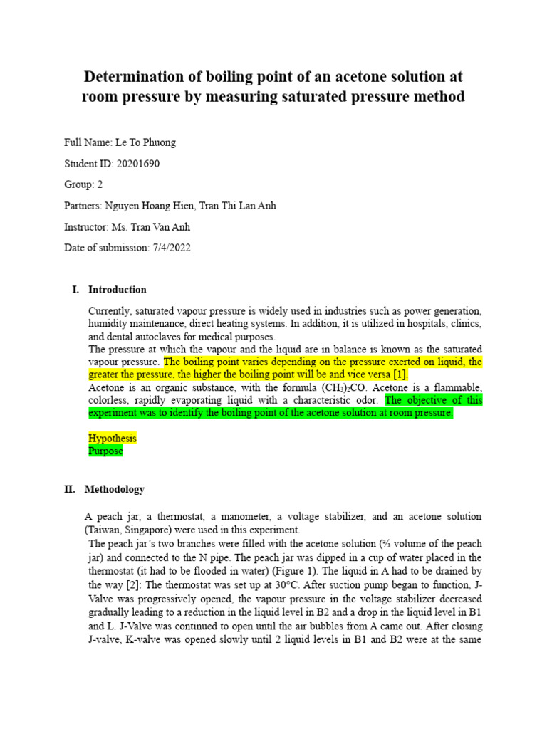 Boiling Point of Acetone Solution Study | PDF | Boiling | Pressure