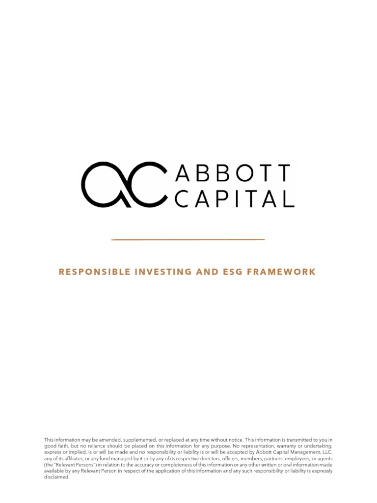 Abbott Capital's ESG Investment Framework | PDF | Business | Economies