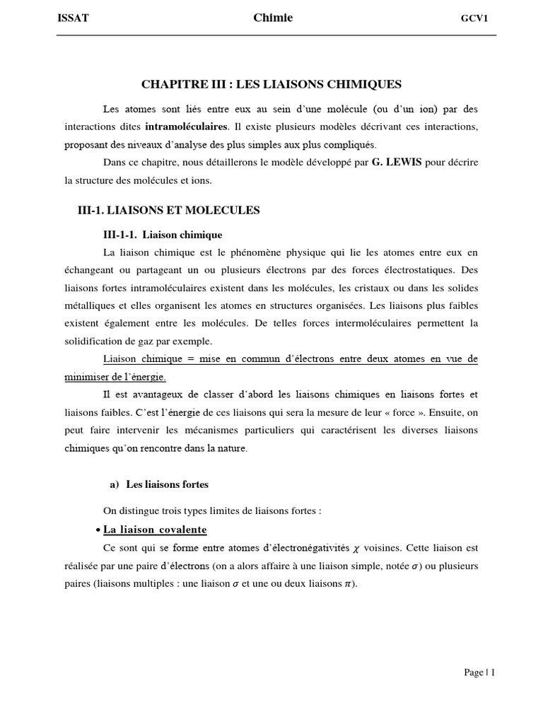 Liaisons chimiques : types et modèles | PDF | Liaison chimique | Atomes