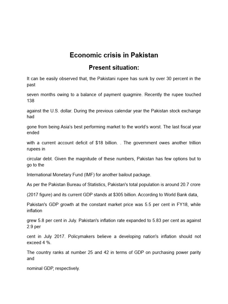 Pakistan's Economic Crisis Overview | PDF | Economic Growth | Gross ...