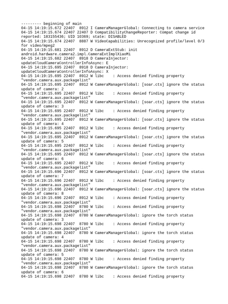 Camera Service Connection Log | PDF | Computer Programming | Software
